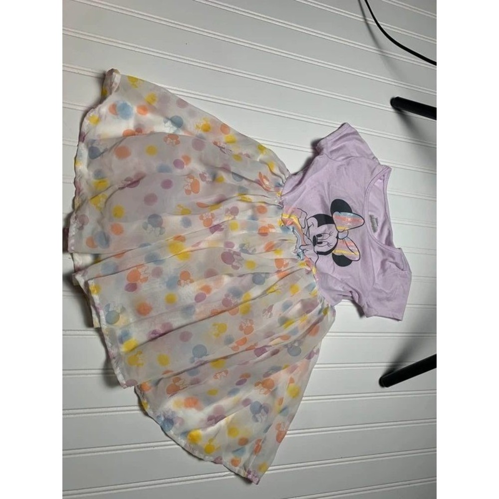 Disney Junior Minnie Mouse Dress Girls 3T Purple Polka Dot Layered Tutu